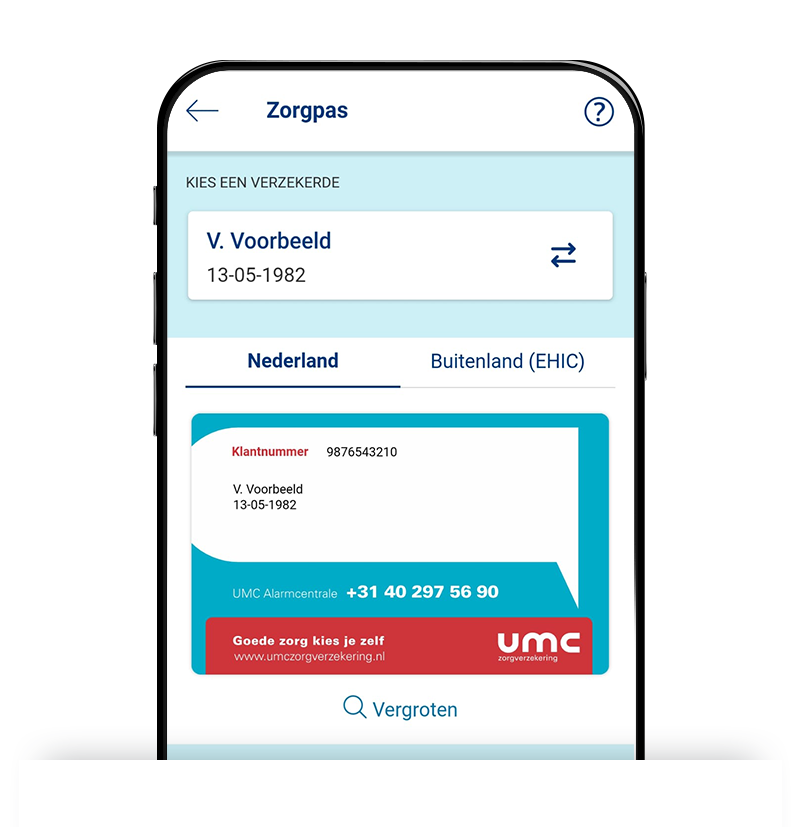 Het gemak van de UMC zorgpas in de UMC Zorg app.